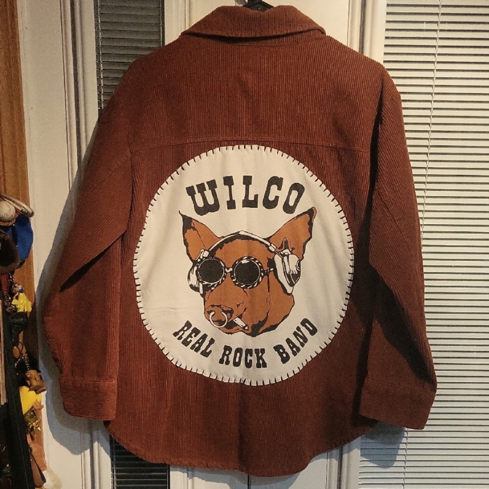 Handmade Time and Tru Brown Corduroy Jacket w/Vintage Wilco Back Patch